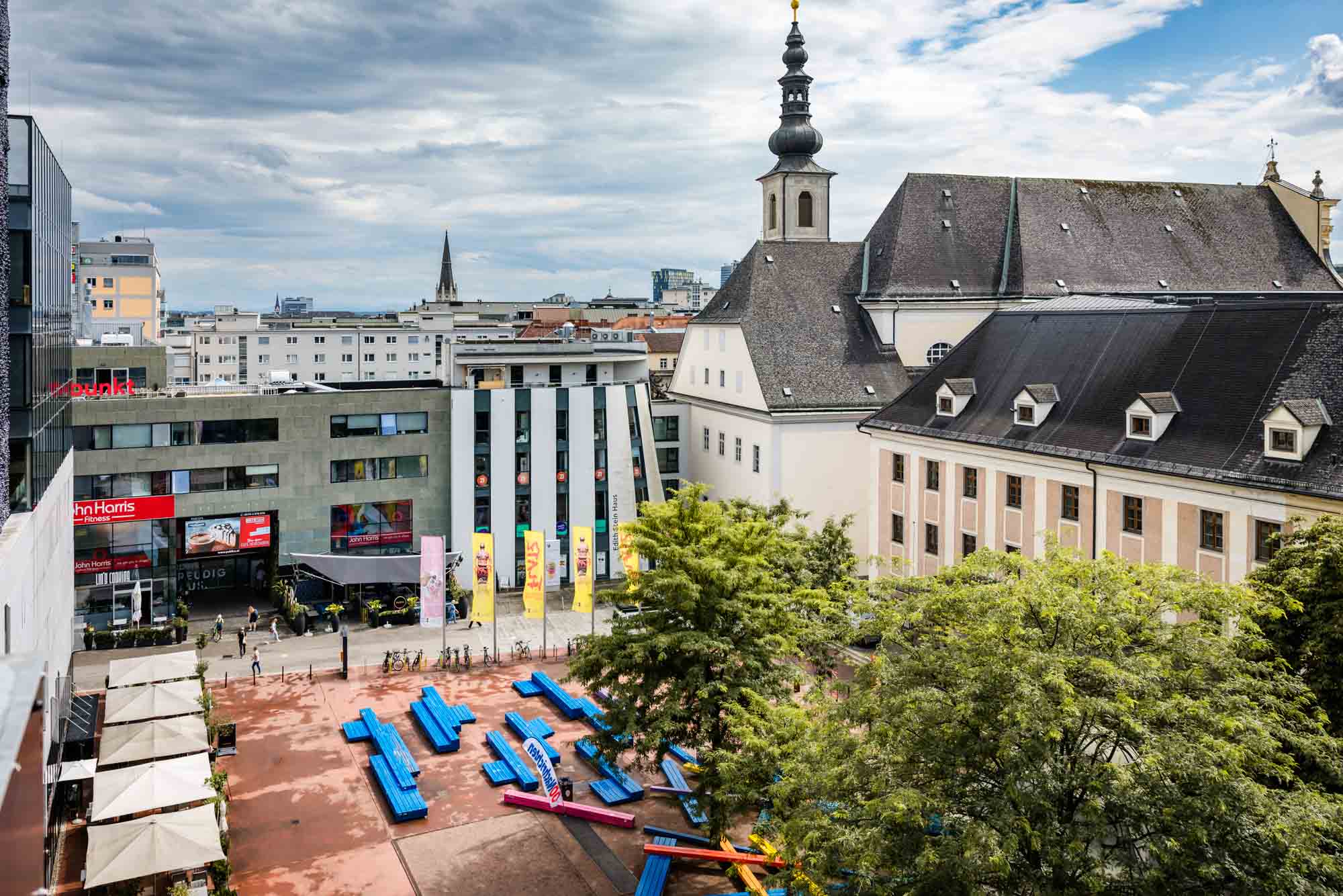 Aussicht aus den OK Platz in Linz vom SDSP Büro.